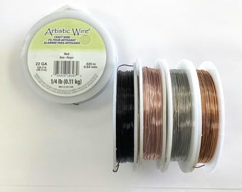 Fil artistique rond de calibre 22, bobine de 1/4 lb - Plusieurs couleurs