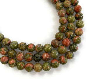 Perles d'unakite à gros trou (trou de 2 mm)
