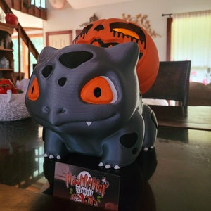 Halloween Pumpkin Bulbasaur - Pokmon Pumpkinsaur - Halloween Bulbasaur Decor - Monster Candle Holder - Candy Bowl