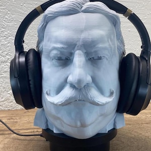William Howard Taft Headphone Stand | Historical Gaming Headset Holder l President Taft Bust Display l American President Desk Organizer