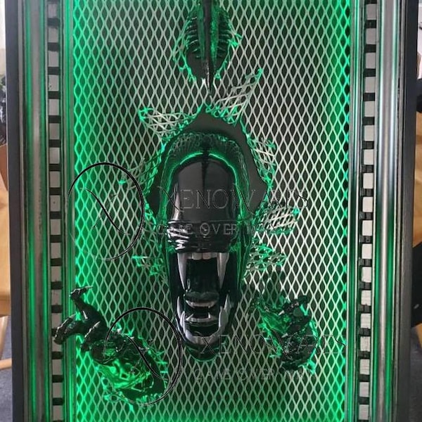 Xenomorph Wall Display - Aliens Horror Wall Art - Gift for Gamer - Gift for Dad - Gift for Him - Gaming Room Decor - Office Decoration