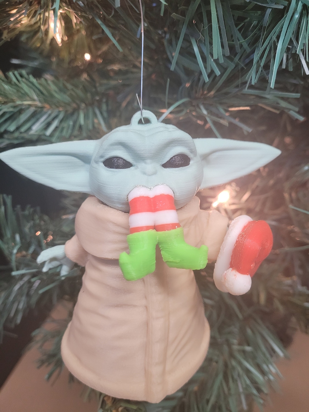 Grogu Elf Eater Star Wars Elf on a Shelf Baby Jedi Christmas Ornament Mandalorian Ornament Etsy