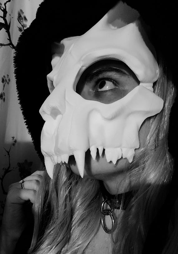 Feline Skull Mask  - Halloween Cosplay Mask - Spooky Skull Cosplay - Halloween Skull - Cat Skull Cosplay - Halloween Decor - Tiger Skull