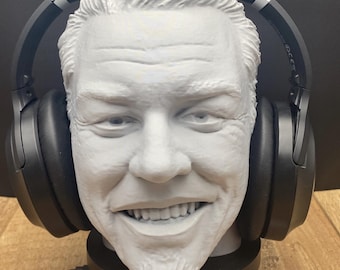 James Musician Headset Bust - Office Desk Decor - Music Headphone Stand - Heavy Metal Gift - Gift for Him - Gaming Room Decor - Gift for Dad