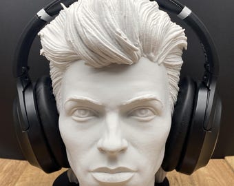 David Musician Headset Bust - Gift for Him - Music Lover Headphone Stand - PC Gaming Birthday Gift - Gift for Dad - Christmas Present Idea