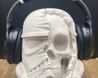 Dark Star Trooper Skull 3D Printed Decor - Headphone Stand - Headset Holder - Gaming Room Decor - Gift for Him - Gift for Dad - Gamer Gift