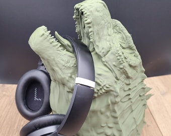 Godzilla Head Headphone Stand - Dragon Headset Holder - Game Room Decor - Gaming Boyfriend Gift Idea - Gift for Him - Dad Gift - Desk Decor