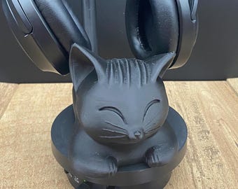 Cute Kitty Cat Headphone Stand - Unique Christmas Gift - Gift for Her - Girly Gaming Headset Stand - Cat Lover Gift - Christmas Gift Idea