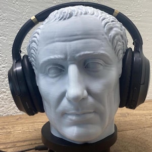 Julius Caesar Headphone Stand, Roman Emperor Headset Holder, Game Room Decor, Office Desk Accessory, Gift for Him, Gift for Gamer, Dad Gift