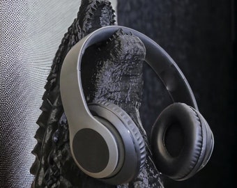 Godzilla Head Headphone Stand - Dragon Headset Holder - Gaming Room Decor - Gaming Boyfriend Headset Holder - Gift for Him - Dad Gift