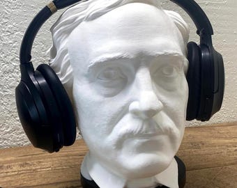 Edgar Allen Poe Headphone Stand - Poet Headset Holder - Gift for Him - Gift for Dad - Gift for Gamer - Gaming Room Decor - Office Desk Decor