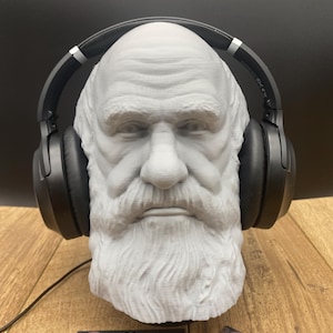 Charles Darwin Headphone Stand - PC Gaming Headset Display - British Biologist Bust - Science Birthday Gift Idea - Christmas Present