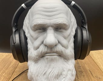 Charles Darwin Headphone Stand - PC Gaming Headset Holder - Science Birthday Gift Idea - Gift for Gamer - Dad Gift - Office Desk Accessory
