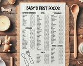 Baby Food Checklist, Printable, First Foods, Baby Led Weaning, Infant Nutrition Guide, Meal Planner, Food Tracker, New Mom Gift, BLW, Baby
