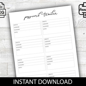 Passwort-Tracker, Passwortliste, Passwortliste, Notfallpasswörter, Masterliste, Passwörter, Organisation