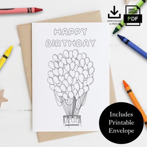 Cartão de Feliz Aniversário para Colorir para Imprimir, Atividade Divertida para Crianças, Fácil de Baixar e Colorir, Perfeito para Celebrações