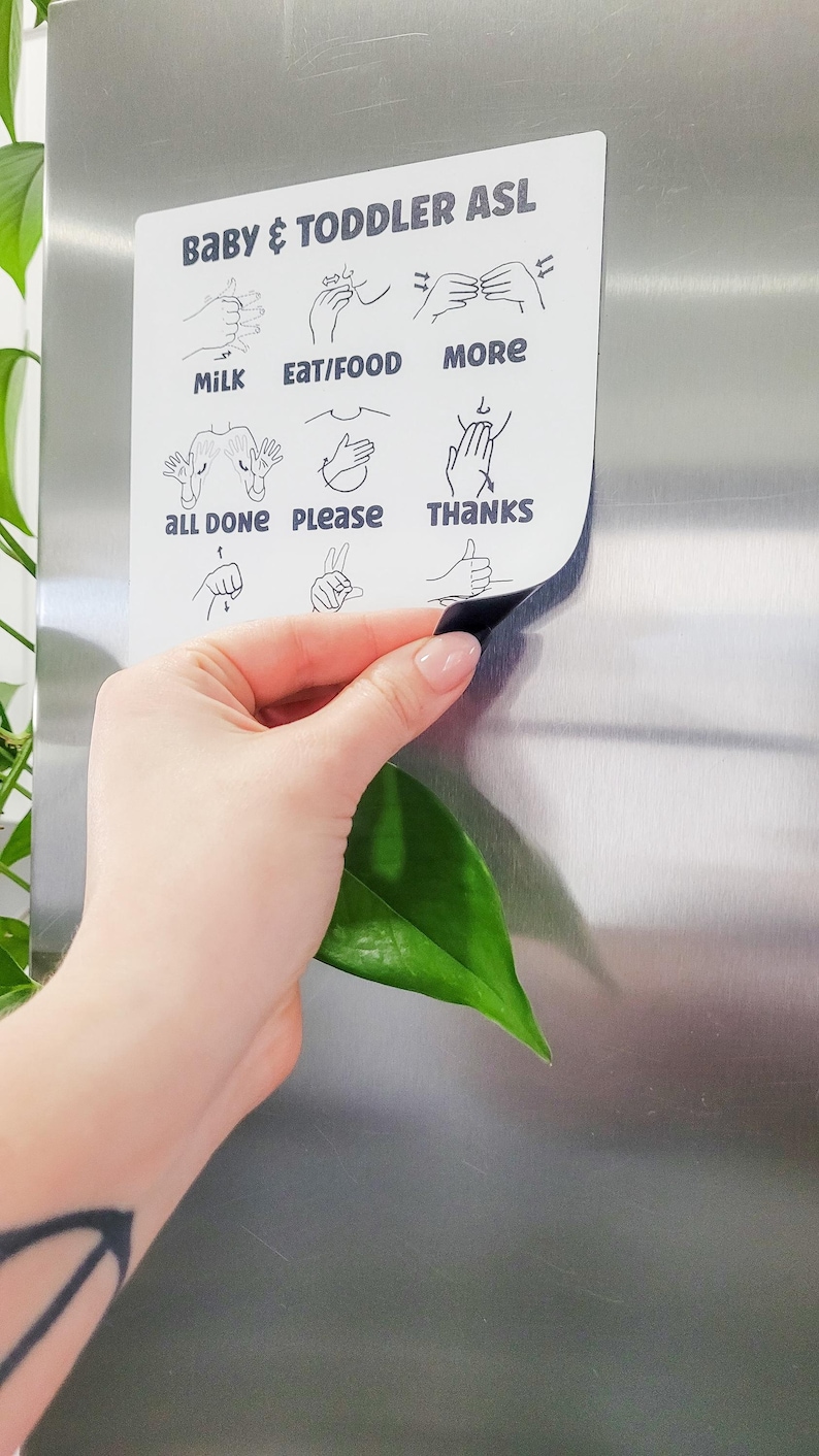 Baby Sign Language Fridge Magnet, 6x6 Inch, ASL for Babies, Baby Communication Chart, New Parent Gift, Baby Shower Gift, Toddler Learning image 3