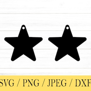 スター イヤリング svg、イヤリング SVG、svg、png、dxf、jpeg、デジタル ダウンロード、カット ファイル、Cricut、シルエット、Glowforge、cricut 用 Svg ファイル