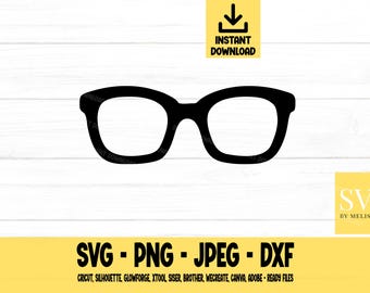Gafas SVG, SVG, PNG, DXF, JPEG, Descarga digital, Archivo de corte, Cricut, Silueta, Glowforge, Archivos SVG para Cricut