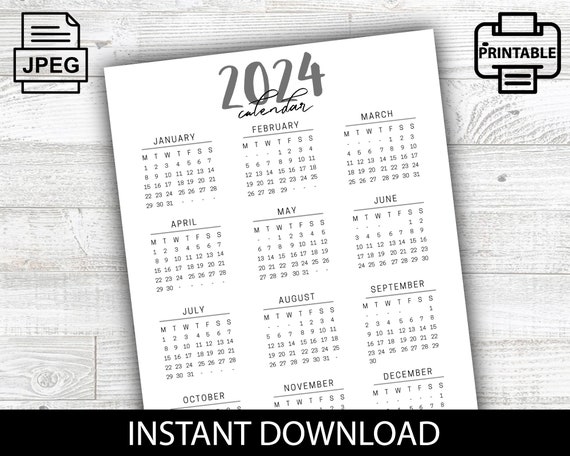 Calendrier 2024, calendrier annuel, agenda, calendrier, une page