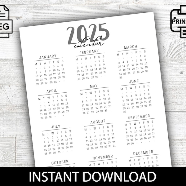 2025 Calendar Etsy