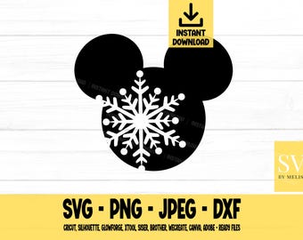 Mouse Snowflake svg, Snowflake, Snow, Mouse svg, Christmas png, dxf, jpeg, Digital Download, Cut File, Cricut, Silhouette, Glowforge