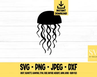 クラゲのSVG、動物のSVG、SVG、PNG、DXF、JPEG、デジタルダウンロード、カットファイル、Cricut、シルエット、Glowforge、Cricut用SVGファイル