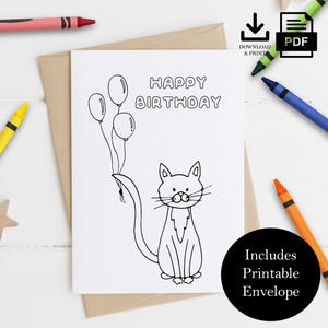 Cartão de Feliz Aniversário para Colorir para Imprimir, Atividade Divertida para Crianças, Fácil de Baixar e Colorir, Perfeito para Celebrações