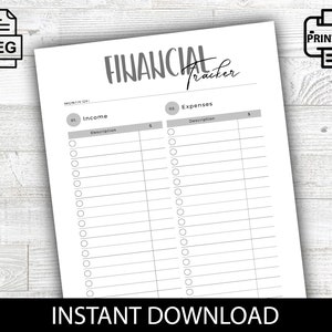 Financial Tracker, Business Tracker, Track Expenses, Printable, Financial Planner, Budget, Digital Download, Organization, Bookkeeping