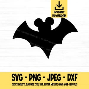マウスバットSVG、ハロウィンSVG、ハロウィンPNG、DXF、JPEG、デジタルダウンロード、カットファイル、Cricut、シルエット、Glowforge
