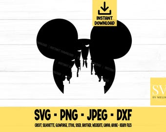 Mouse svg, Mouse Ear, Castle, Florida Castle, svg, png, dxf, jpeg, Digital Download, Cut File, Cricut, Silhouette, Glowforge