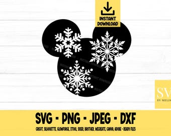 SVG de flocos de neve de rato, Floco de neve, SVG de rato, PNG de Natal, DXF, JPEG, Download digital, Arquivo de corte, Cricut, Silhouette, Glowforge