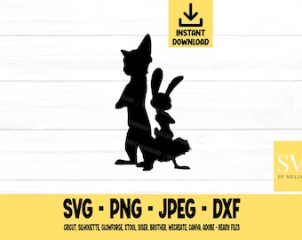 Nick y Judy (SVG, SVG, PNG, DXF, JPEG), descarga digital, archivo de corte, Cricut, silueta, Glowforge
