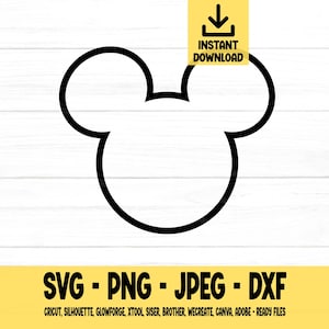 Mouse Outline svg, Mouse Head, Mouse Ears, Mouse head, svg, png, dxf, jpeg, Digital Download, Cut File, Cricut, Silhouette, Glowforge