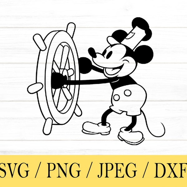 Steamboat Mouse svg, mickey svg, png, dxf, jpeg, Digital Download, Cut File, Cricut, Silhouette, Glowforge
