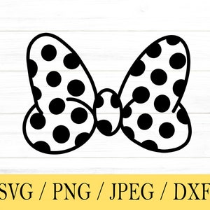 Minnie Bow SVG, Polka Dot Bow, SVG, png, dxf, jpeg, digitale download, gesneden bestand, Cricut, silhouet, Glowforge, SVG-bestanden voor de cricut