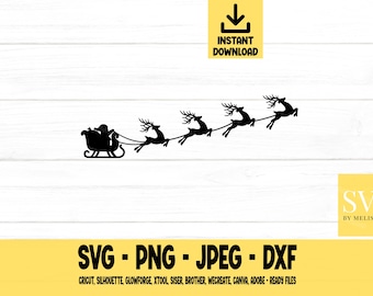 Santa Sleigh svg, Holiday SVG, Christmas svg, png, dxf, jpeg, Digital Download, Cricut, Silhouette, Glowforge, Svg files for cricut