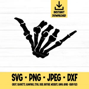 Shaka Skeleton svg, Skeleton Hand SVG, svg, png, dxf, jpeg, Digital Download, Cut File, Cricut, Silhouette, Glowforge, Svg files for cricut