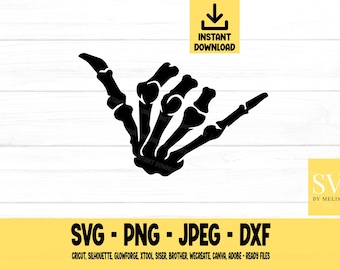 Shaka Skeleton svg, Skeleton Hand SVG, svg, png, dxf, jpeg, Digital Download, Cut File, Cricut, Silhouette, Glowforge, Svg files for cricut