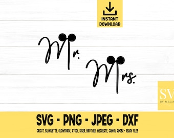 Mr and Mrs svg, Wedding, Couple, svg, png, dxf, jpeg, Digital Download, Cut File, Cricut, Silhouette, Glowforge, Svg files for cricut