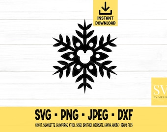 Mouse Snowflake svg, Snowflake, Snow, Mouse svg, Christmas png, dxf, jpeg, Digital Download, Cut File, Cricut, Silhouette, Glowforge