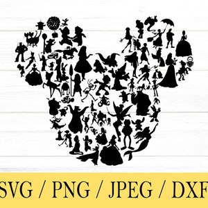 Mouse Ears, Mouse Silhouette filled with Characters, svg, png, dxf, jpeg, Digital Download, Cut File, Cricut, Silhouette, Glowforge