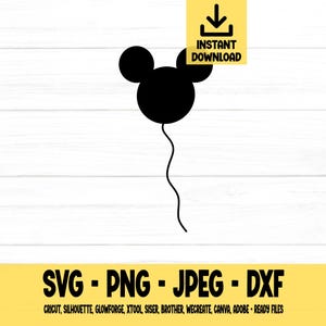 Globo de ratón SVG, Orejas de ratón, Globo de ratón, SVG, PNG, DXF, JPEG, Descarga digital, Cricut, Silueta, Glowforge, Archivos SVG para Cricut