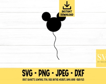 Mouse Balloon svg, Mouse Ears, Mouse Balloon, svg, png, dxf, jpeg, Digital Download, Cricut, Silhouette, Glowforge, Svg files for cricut