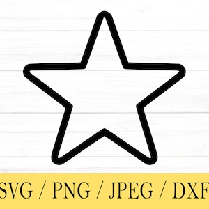 星のアウトライン svg、図形 SVG、svg、png、dxf、jpeg、デジタル ダウンロード、カット ファイル、Cricut、シルエット、Glowforge、cricut 用 Svg ファイル