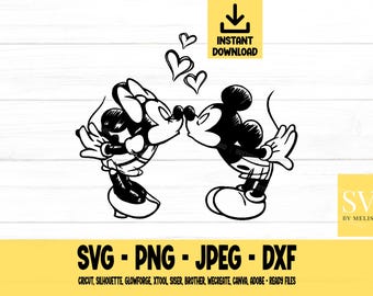 Mouse and Minnie Kissing svg, Mouse, svg, png, dxf, jpeg, Digital Download, Cut File, Cricut, Silhouette, Glowforge