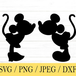 Ratón y Minnie besándose svg, Ratón, svg, png, dxf, jpeg, Descarga digital, Archivo de corte, Cricut, Silhouette, Glowforge