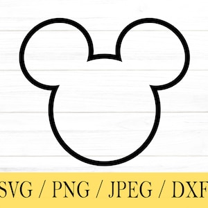 Mouse Outline svg, Mouse Head, Mouse Ears, Mouse head, svg, png, dxf, jpeg, Digital Download, Cut File, Cricut, Silhouette, Glowforge