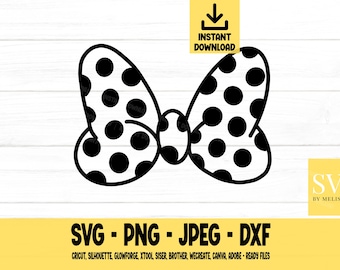 Minnie Bow svg, Polka Dot Bow, svg, png, dxf, jpeg, download digitale, file di taglio, Cricut, Silhouette, Glowforge, file Svg per Cricut