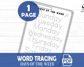 Days of the Week Worksheet, Printable PDF for Kids, Learning Activity for Preschool & Kindergarten, Fun Homeschool Resource